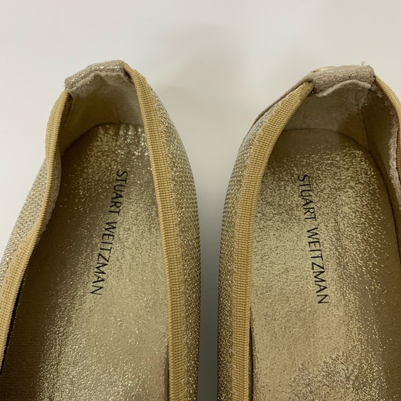 Stuart Weitzman Girls Fannie Gold Glitter Round Toe Bow Ballet Flats Size 5 - Picture 8 of 8